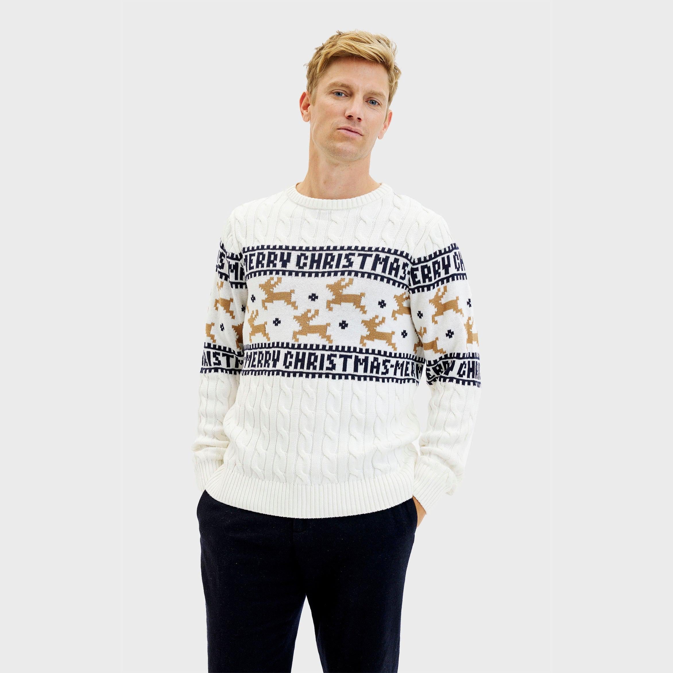 The Elegant White Christmas Sweater β Men